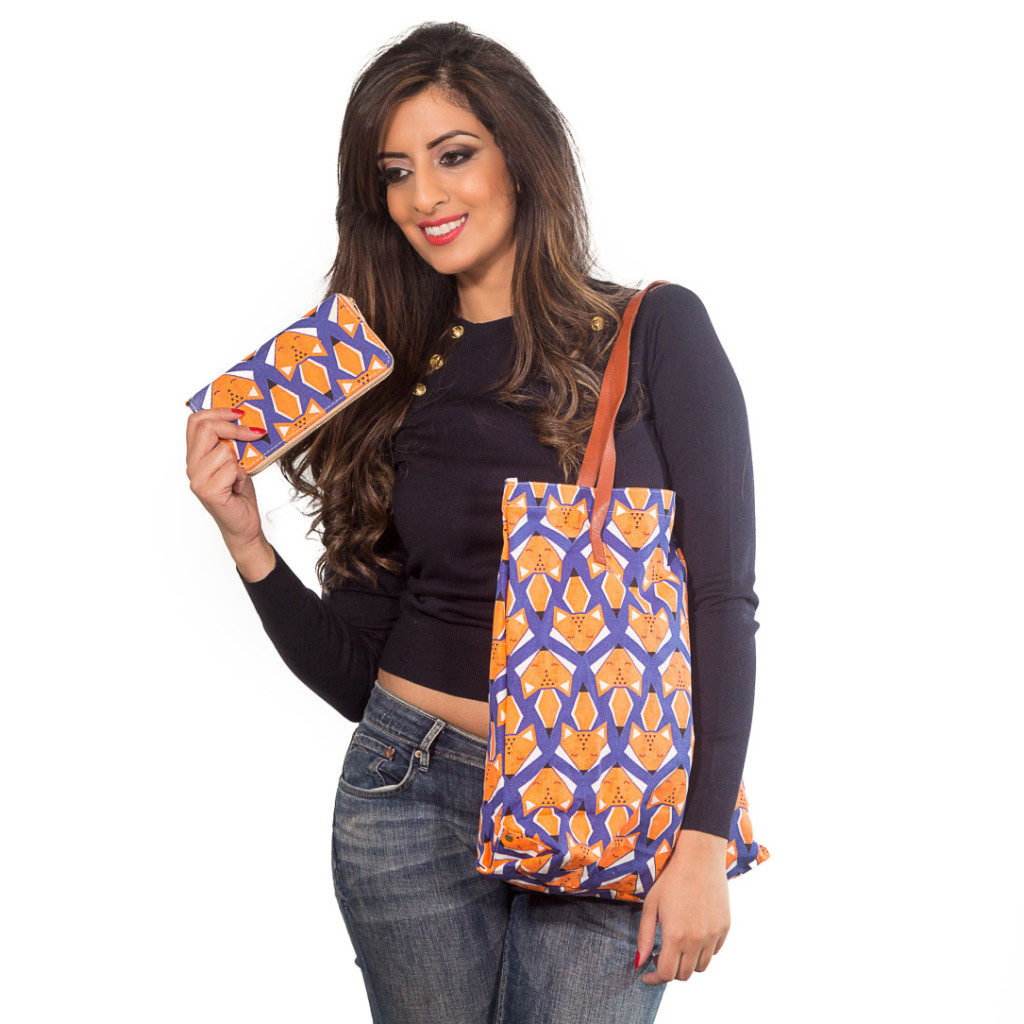 Blue and Orange Print Tote Bag NK Accessories