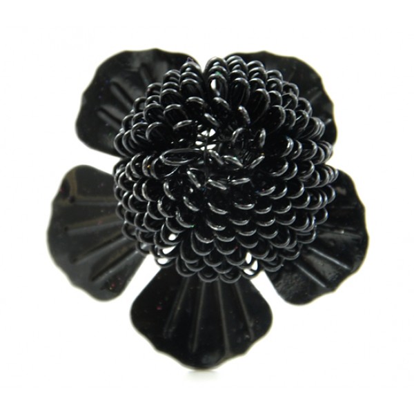 Funky Black Metal Flower Fashion Ring - NK Accessories